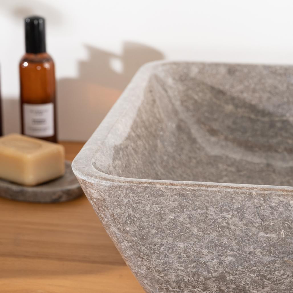 Vasque carré à poser salle de bain Carmen 40cm gris