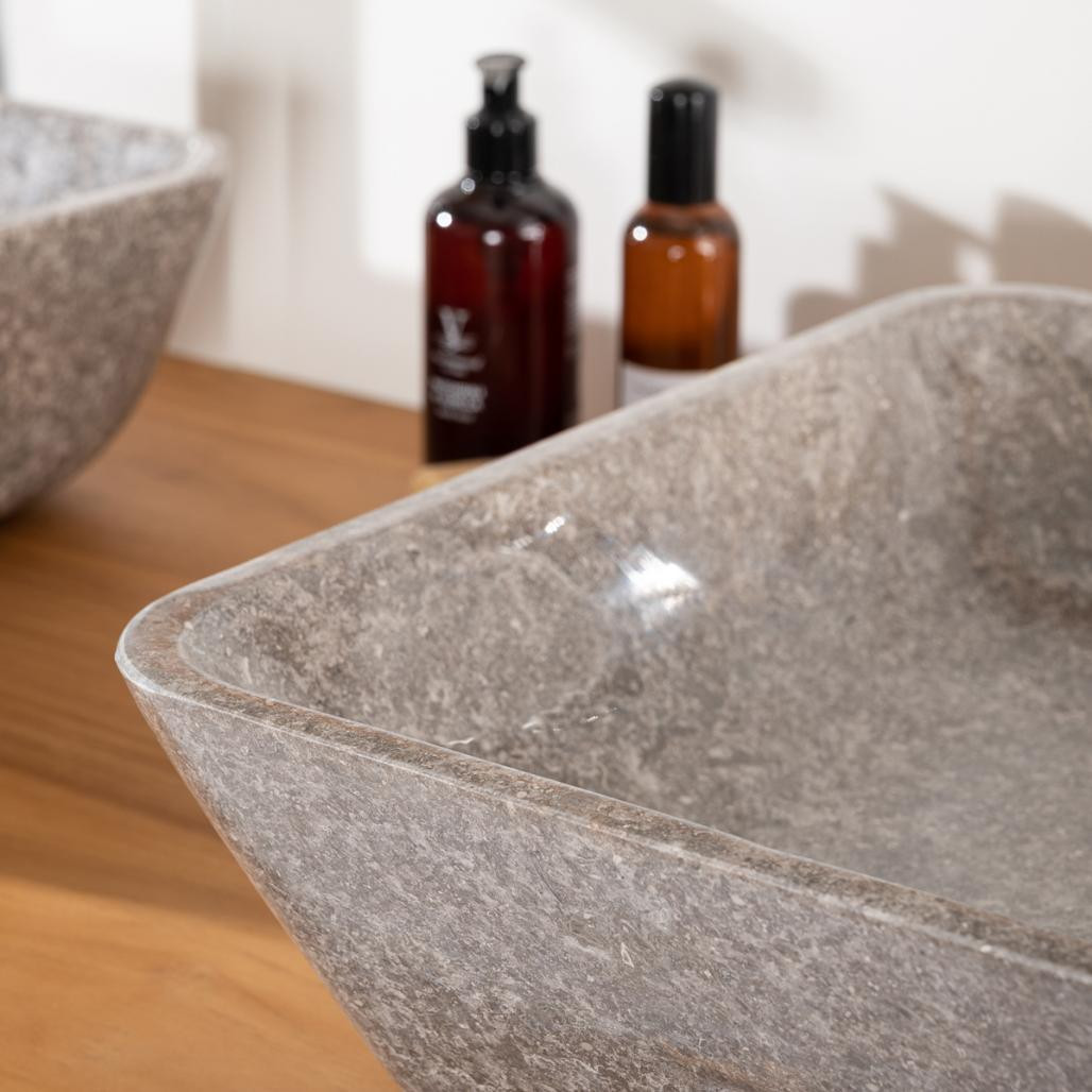 Vasque carré à poser salle de bain Carmen 40cm gris