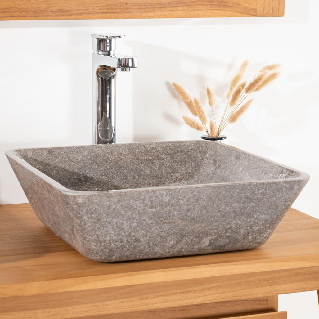 Vasque carré à poser salle de bain Carmen 40cm gris