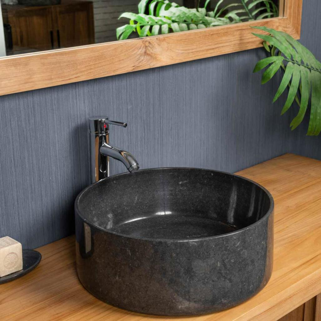 Grande vasque ronde à poser Ulysse 40 cm noir