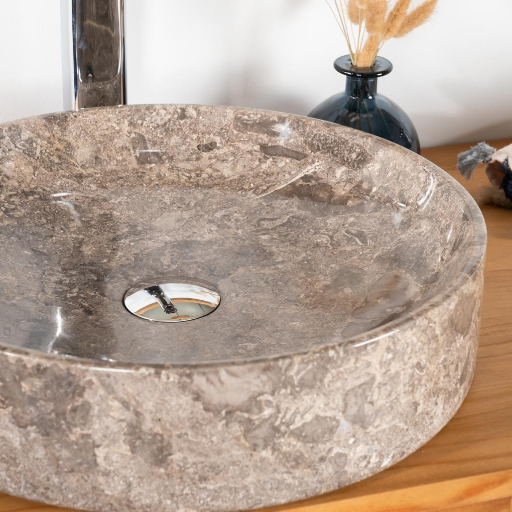 Vasque de salle de bain à poser en marbre Mino gris
