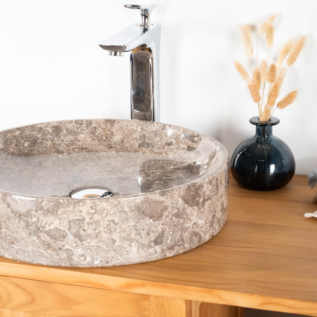 Vasque de salle de bain à poser en marbre Mino gris