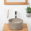 Vasque en marbre ronde pour salle de bain Ulysse 30 cm gris