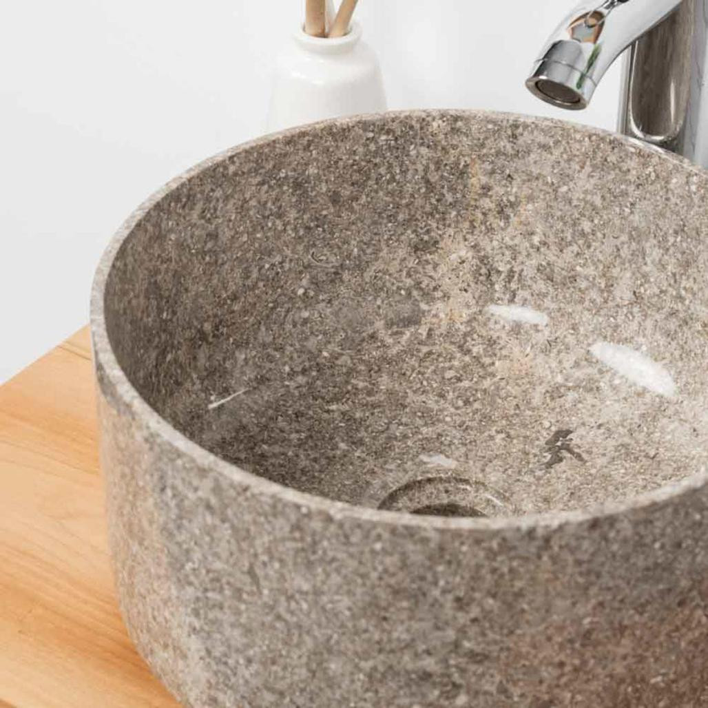 Vasque en marbre ronde pour salle de bain Ulysse 30 cm gris