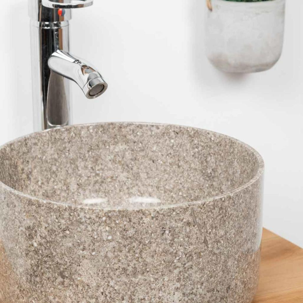 Vasque en marbre ronde pour salle de bain Ulysse 30 cm gris