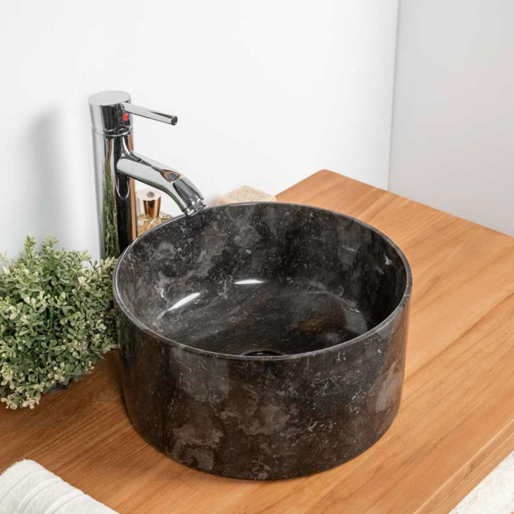 Lavabo en marbre salle de bain Ulysse 30 cm noir