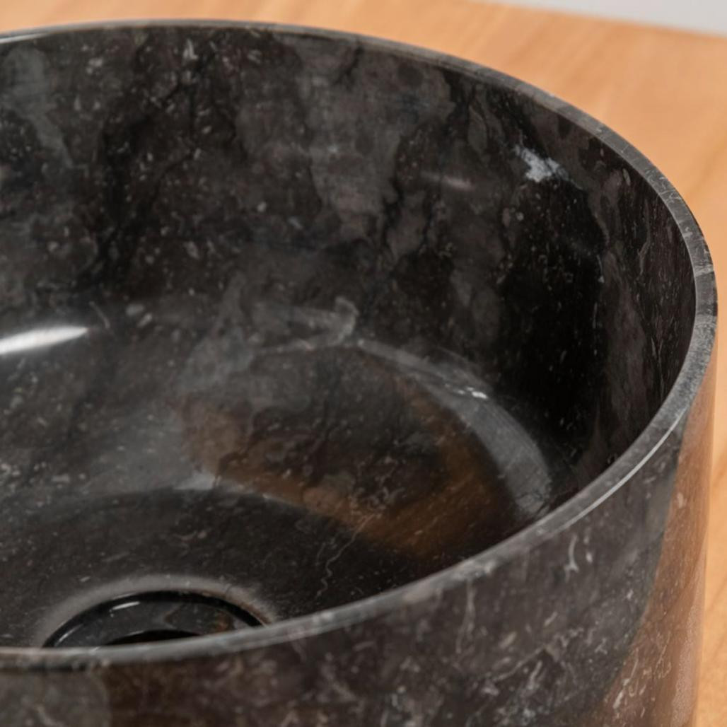 Lavabo en marbre salle de bain Ulysse 30 cm noir