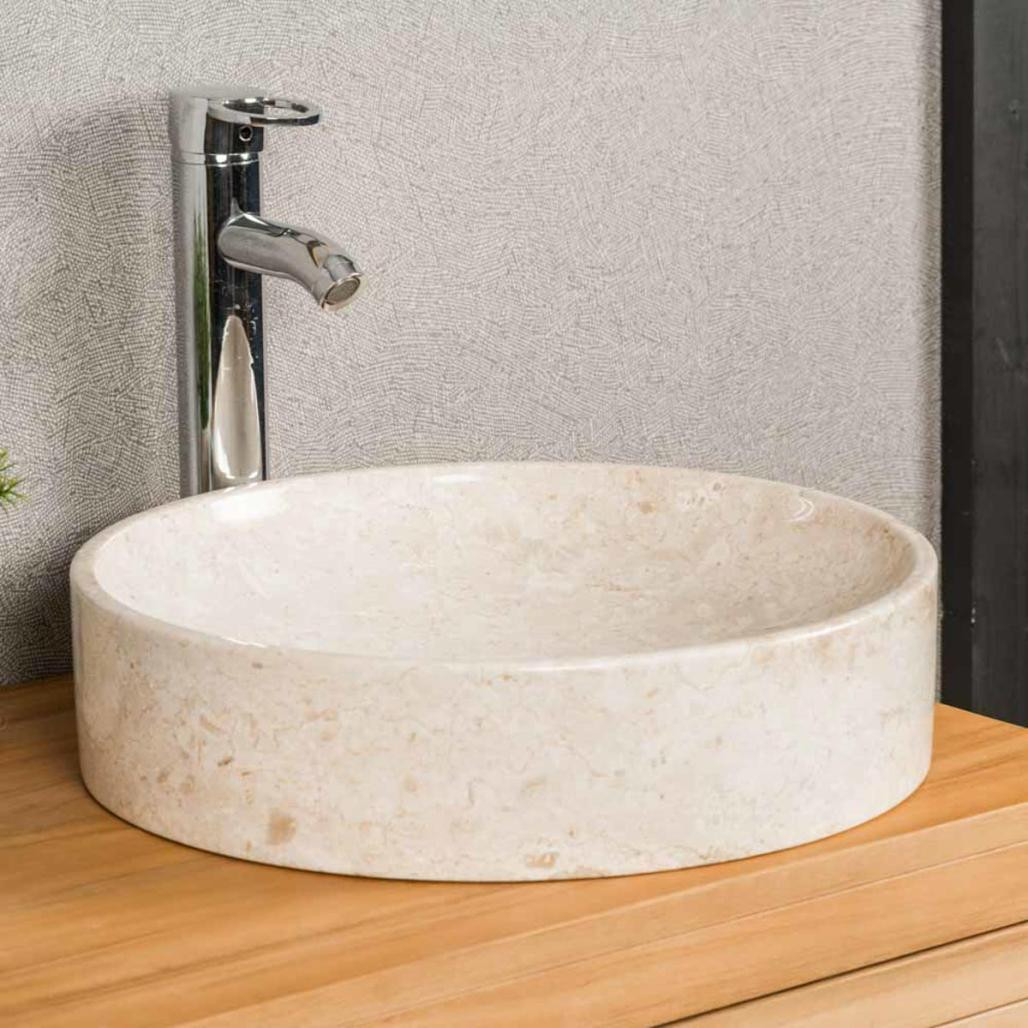 Grande vasque à poser en marbre Mino 42cm creme Grande vasque à poser en marbre Mino 42cm creme