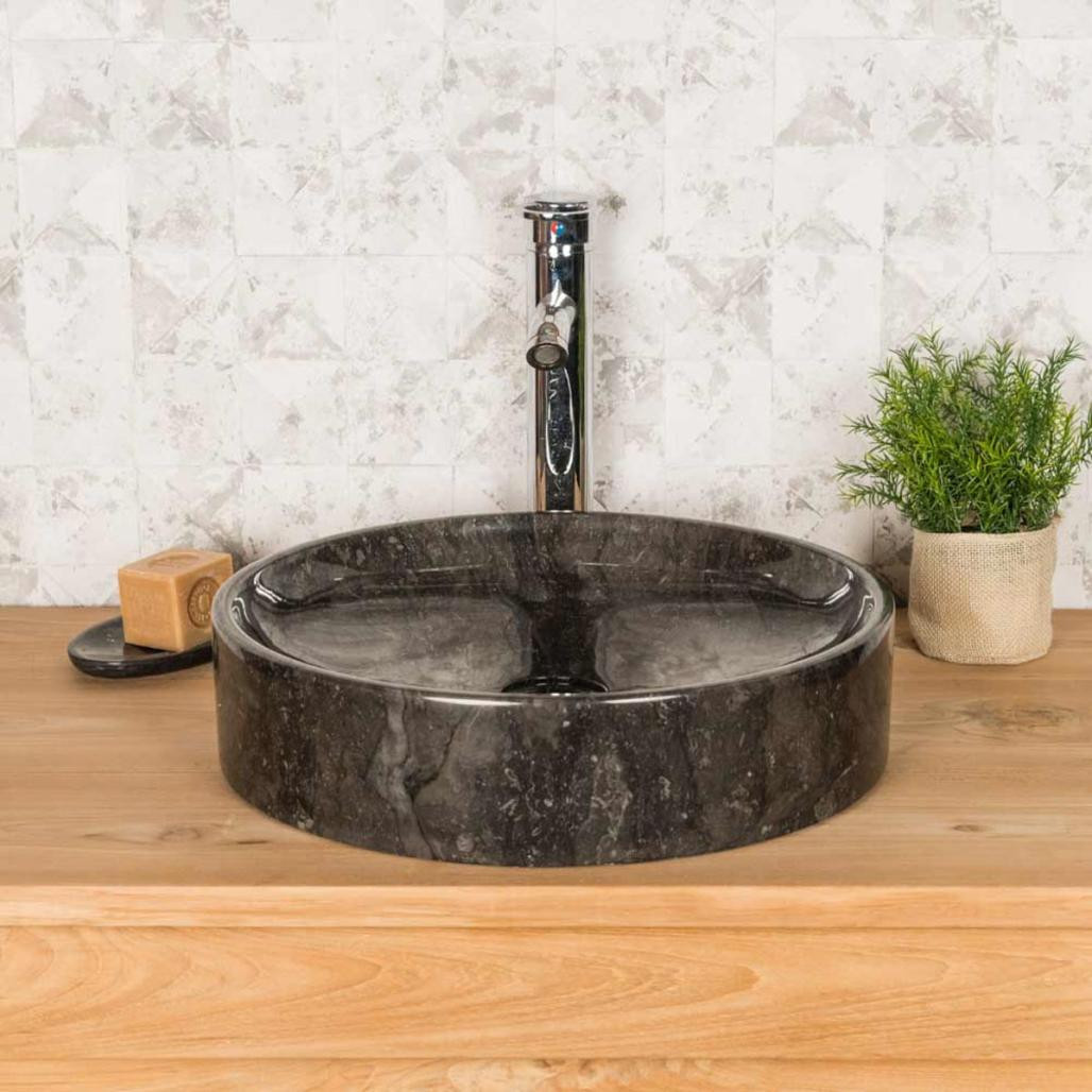 Grande vasque ronde à poser Mino noir 42cm
