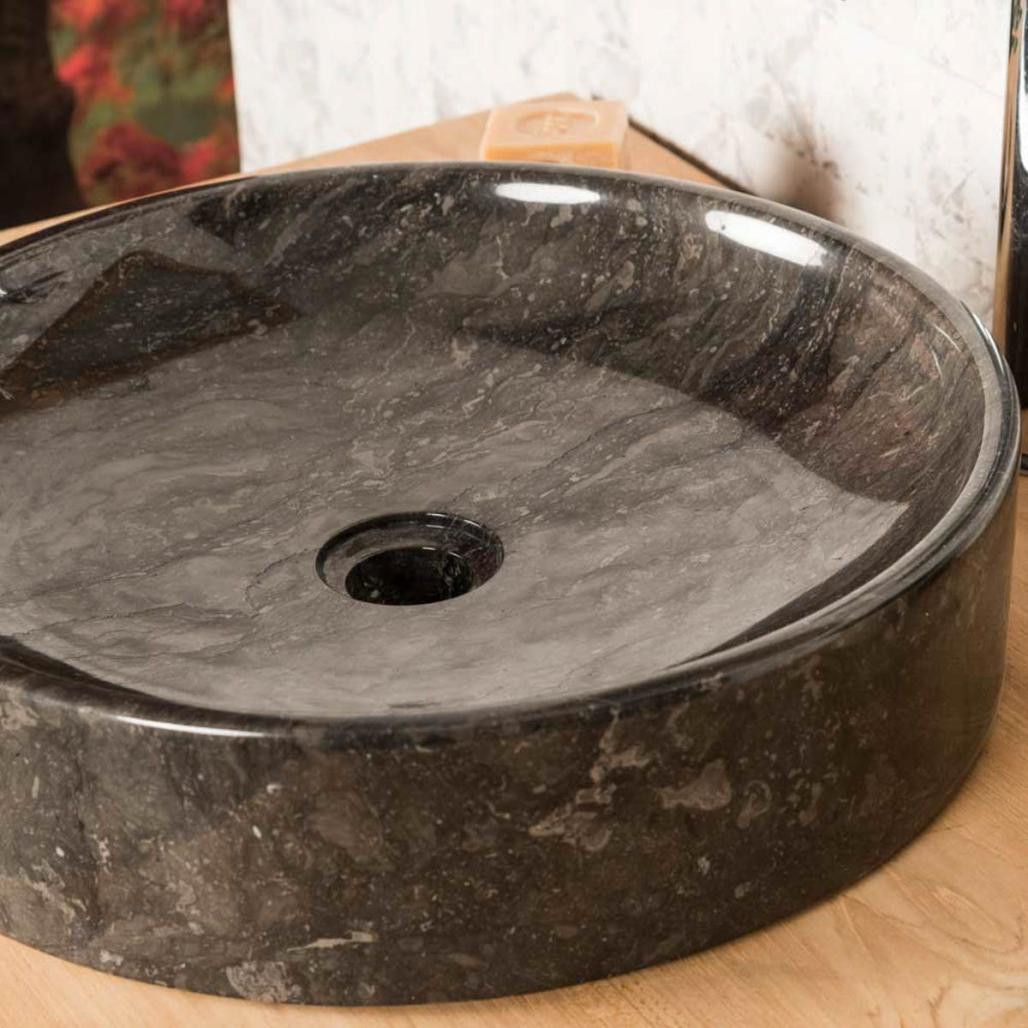 Grande vasque ronde à poser Mino noir 42cm Grande vasque ronde à poser Mino noir 42cm