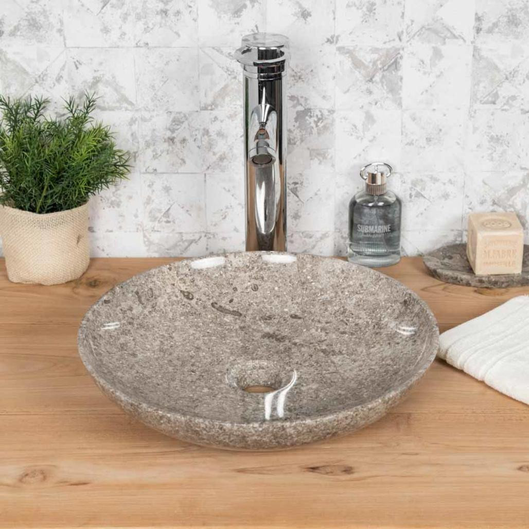 Vasque salle de bain en marbre à poser Lysom 35 cm gris Vasque salle de bain en marbre à poser Lysom 35 cm gris