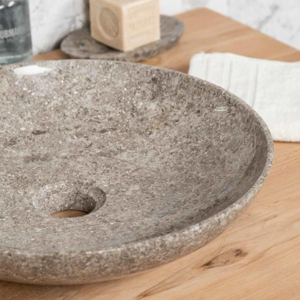 Vasque salle de bain en marbre à poser Lysom 35 cm gris Vasque salle de bain en marbre à poser Lysom 35 cm gris