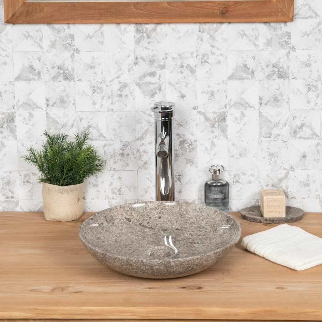 Vasque salle de bain en marbre à poser Lysom 35 cm gris Vasque salle de bain en marbre à poser Lysom 35 cm gris