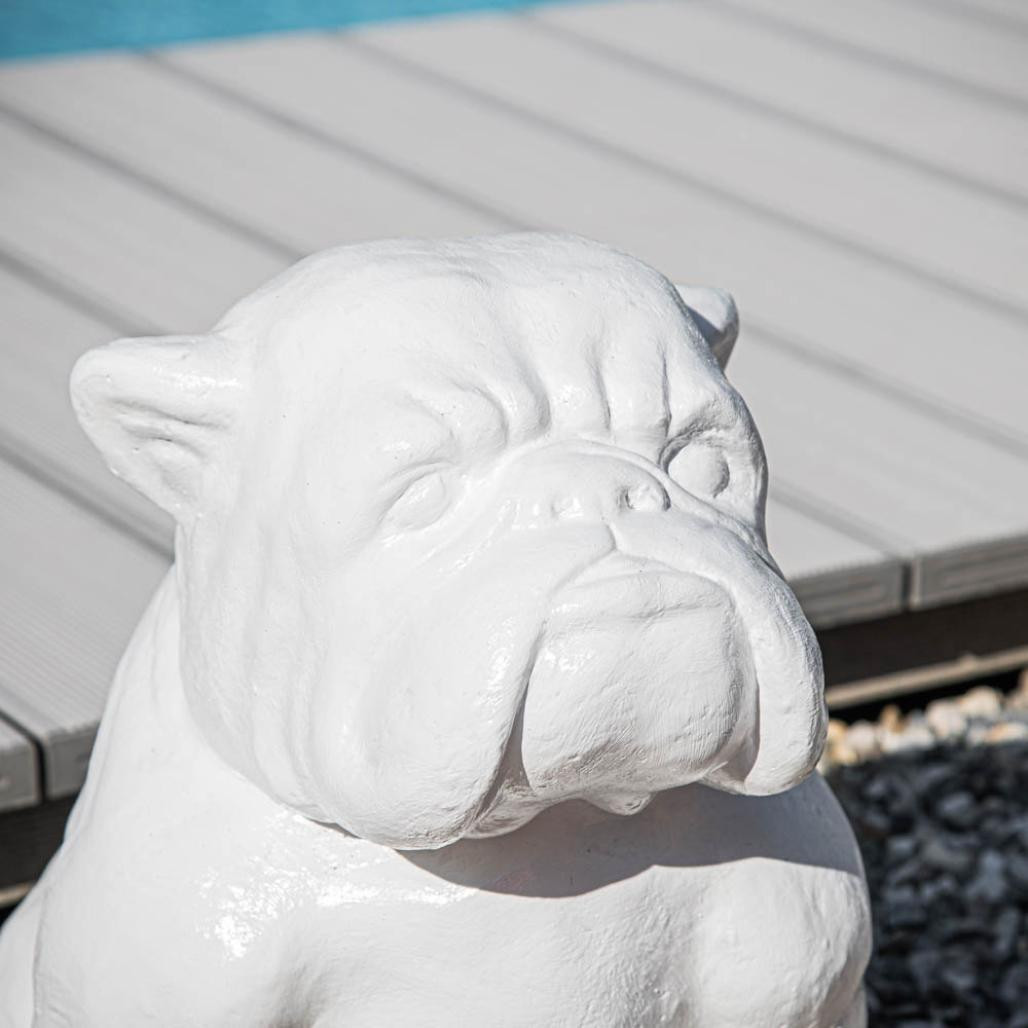 Statue moderne chien bouledogue blanc 40cm Statue moderne chien bouledogue blanc 40cm