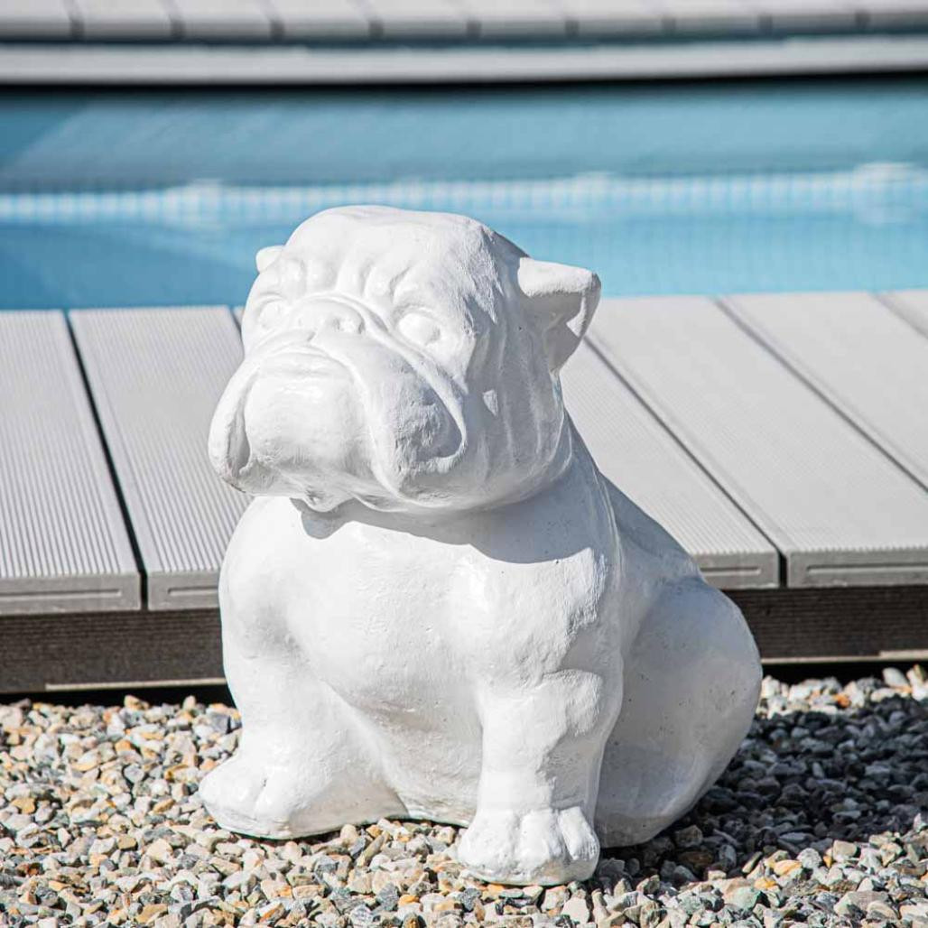 Statue moderne chien bouledogue blanc 40cm Statue moderne chien bouledogue blanc 40cm
