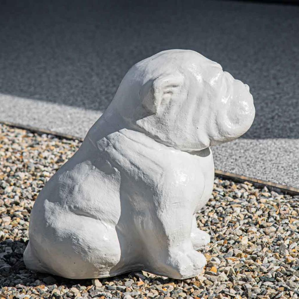Statue moderne chien bouledogue blanc 40cm Statue moderne chien bouledogue blanc 40cm