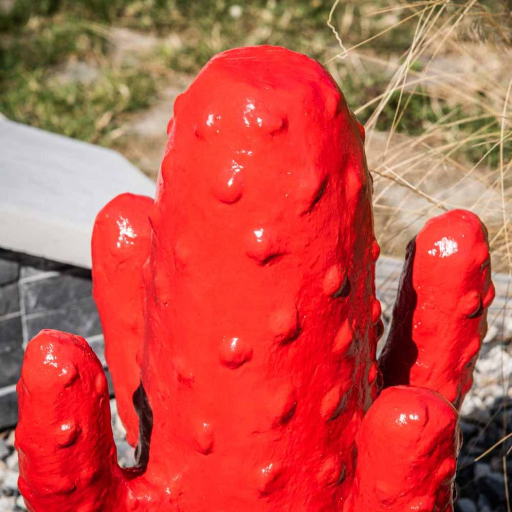 Sculpture jardin moderne cactus 50cm rouge Sculpture jardin moderne cactus 50cm rouge