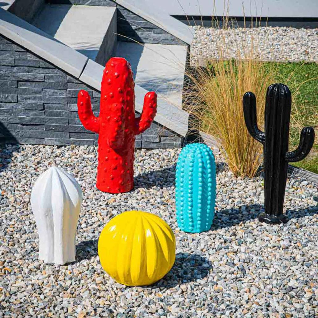 Sculpture jardin moderne cactus 50cm rouge Sculpture jardin moderne cactus 50cm rouge