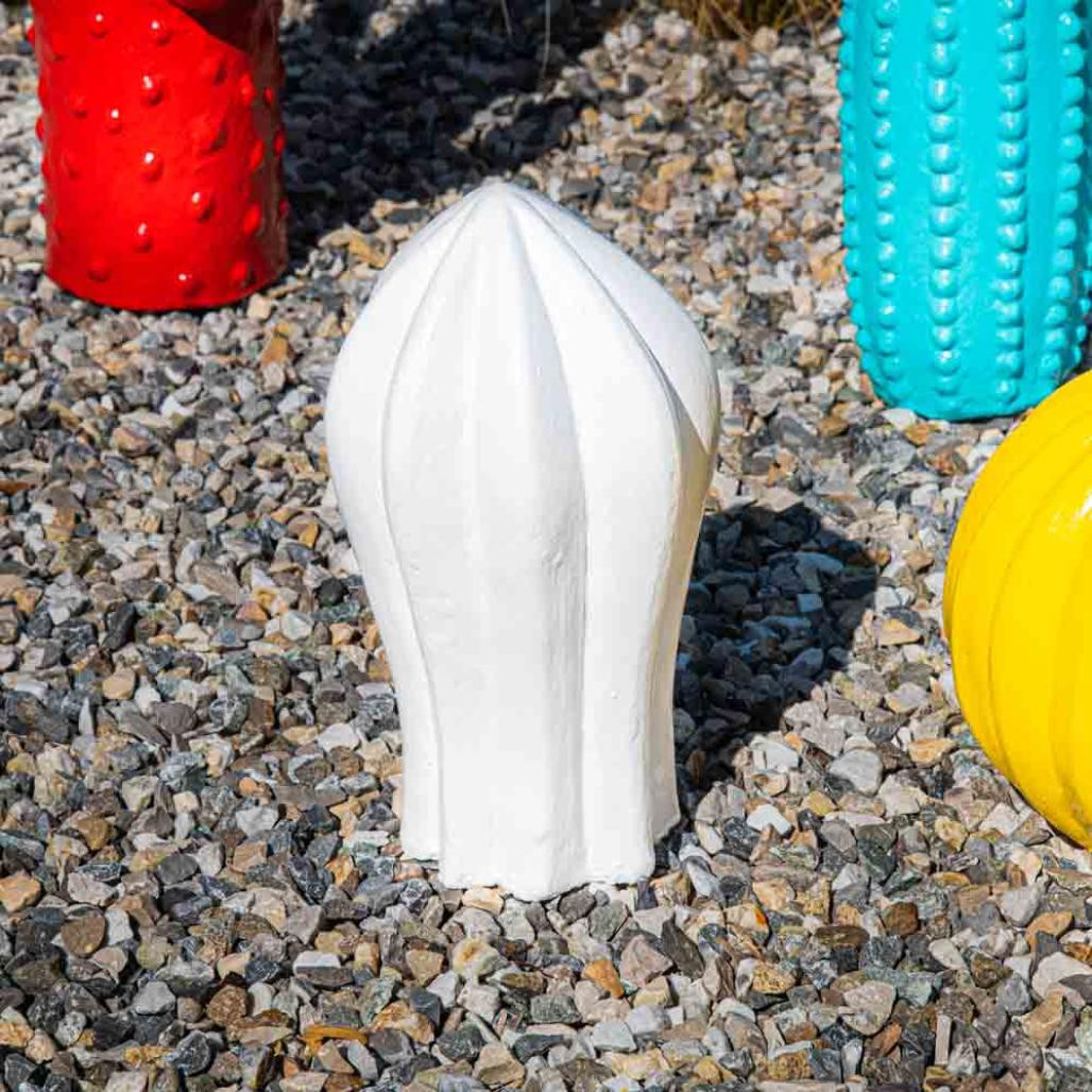 Sculpture cactus deco jardin blanc 30cm Sculpture cactus deco jardin blanc 30cm