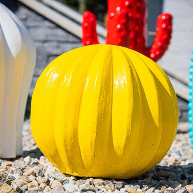 Statue deco cactus boule jaune 20cm