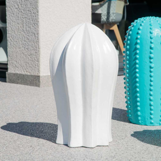 Sculpture jardin cactus blanc 70cm