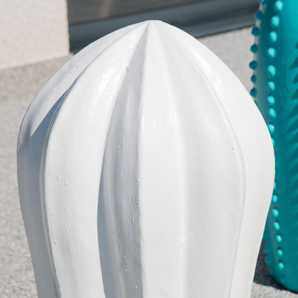 Sculpture jardin cactus blanc 70cm Sculpture jardin cactus blanc 70cm