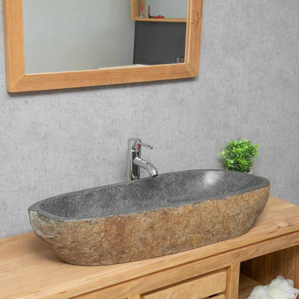 Grande vasque en galet de rivière 80cm