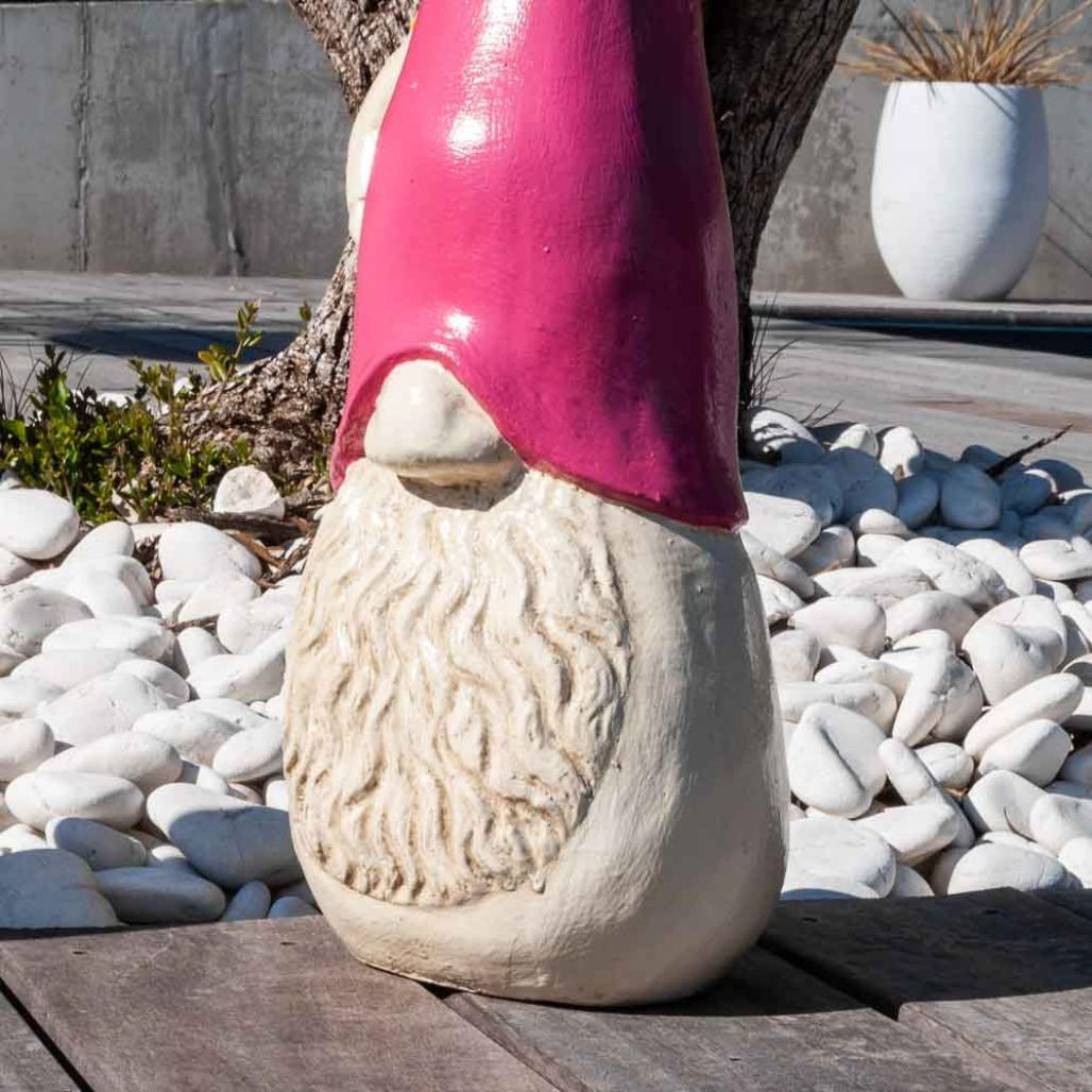 Statue moderne jardin tomte suédois rose 50 cm Statue moderne jardin tomte suédois rose 50 cm