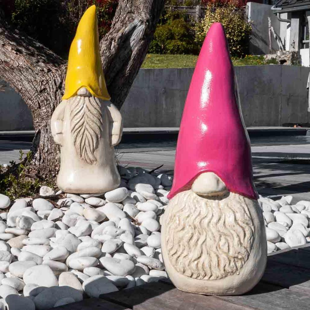 Statue moderne jardin tomte suédois rose 50 cm Statue moderne jardin tomte suédois rose 50 cm