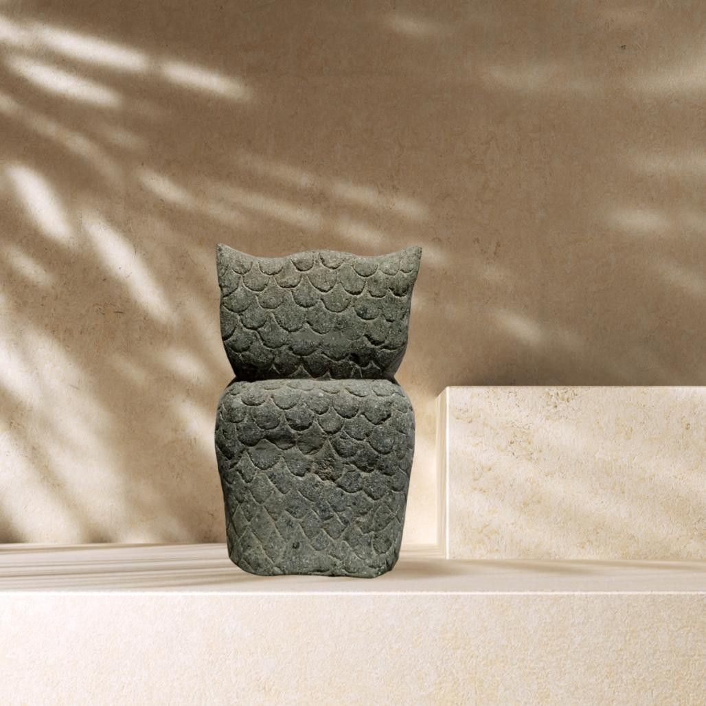 Statue hibou en pierre naturelle 30 cm Statue hibou en pierre naturelle 30 cm