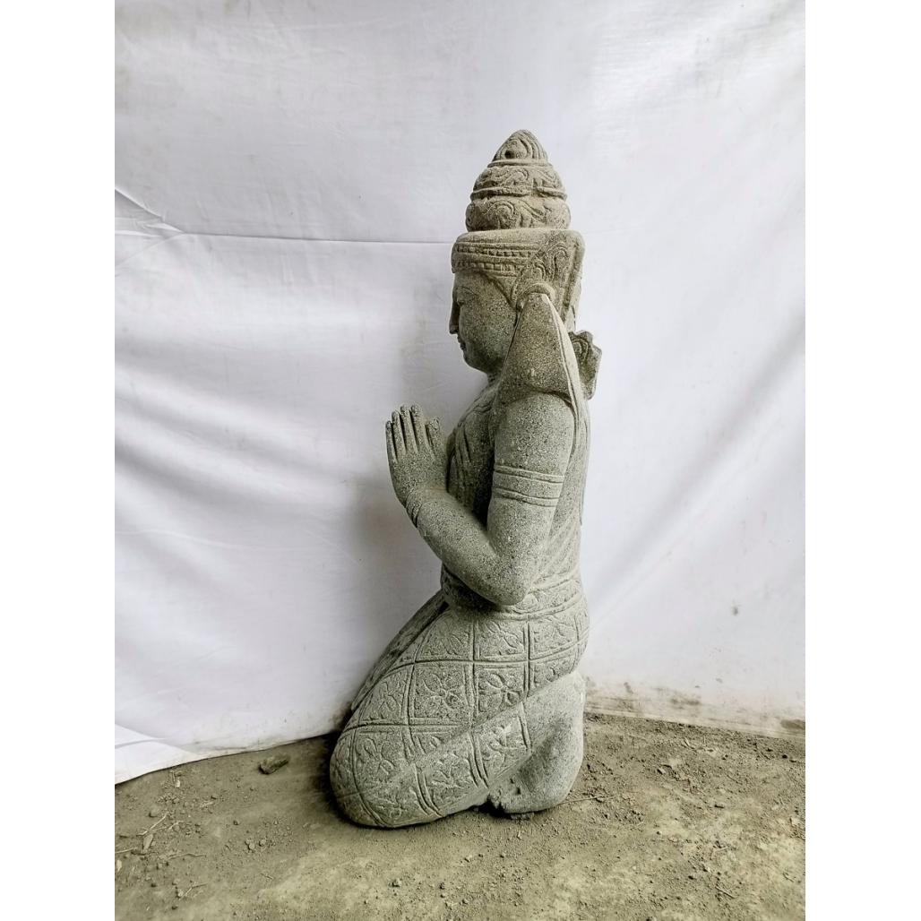 Statue bouddha teppanom en pierre jardin zen 80cm