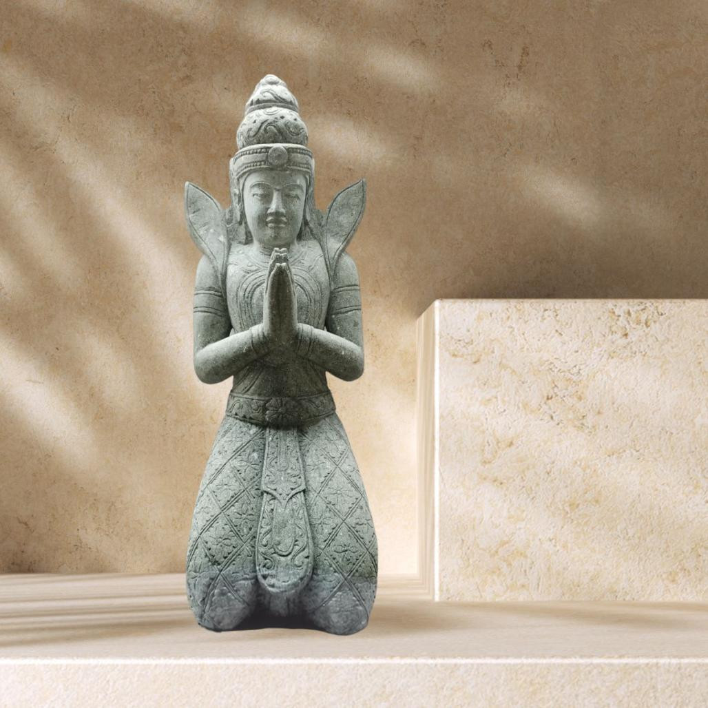 Statue jardin zen bouddha teppanom en pierre 100 cm