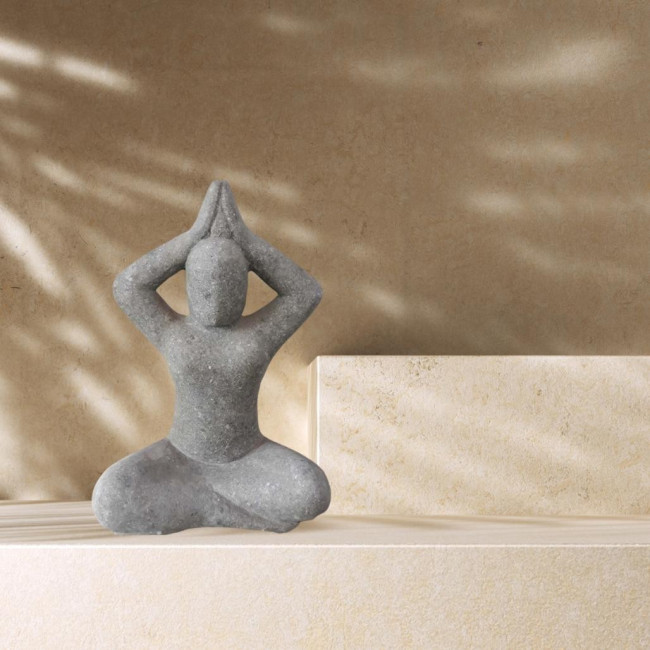 Sculpture moderne femme yoga en pierre 40 cm