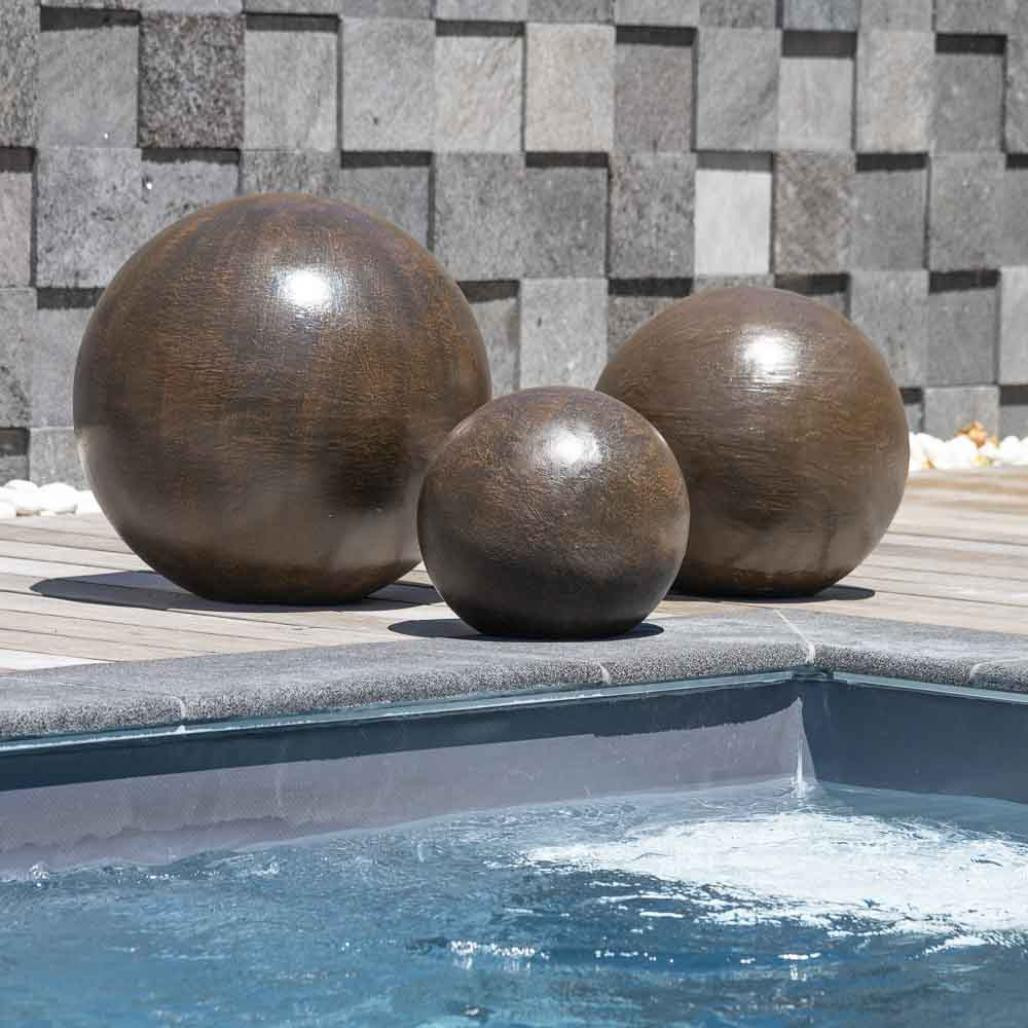 Trio boules décoratives extérieur brun