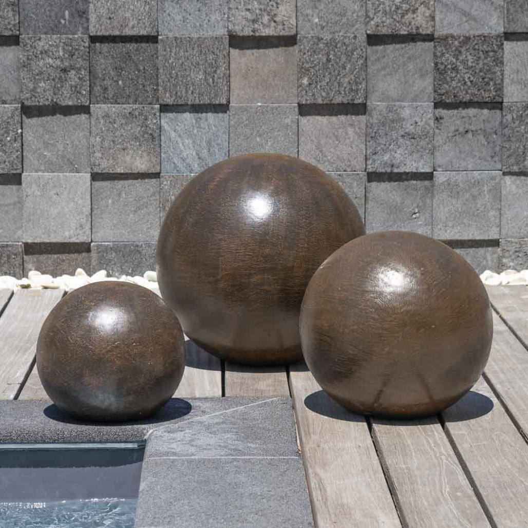Trio boules décoratives extérieur brun