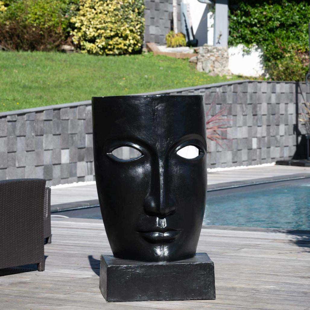 Statue de jardin design visage noir 120cm Statue de jardin design visage noir 120cm