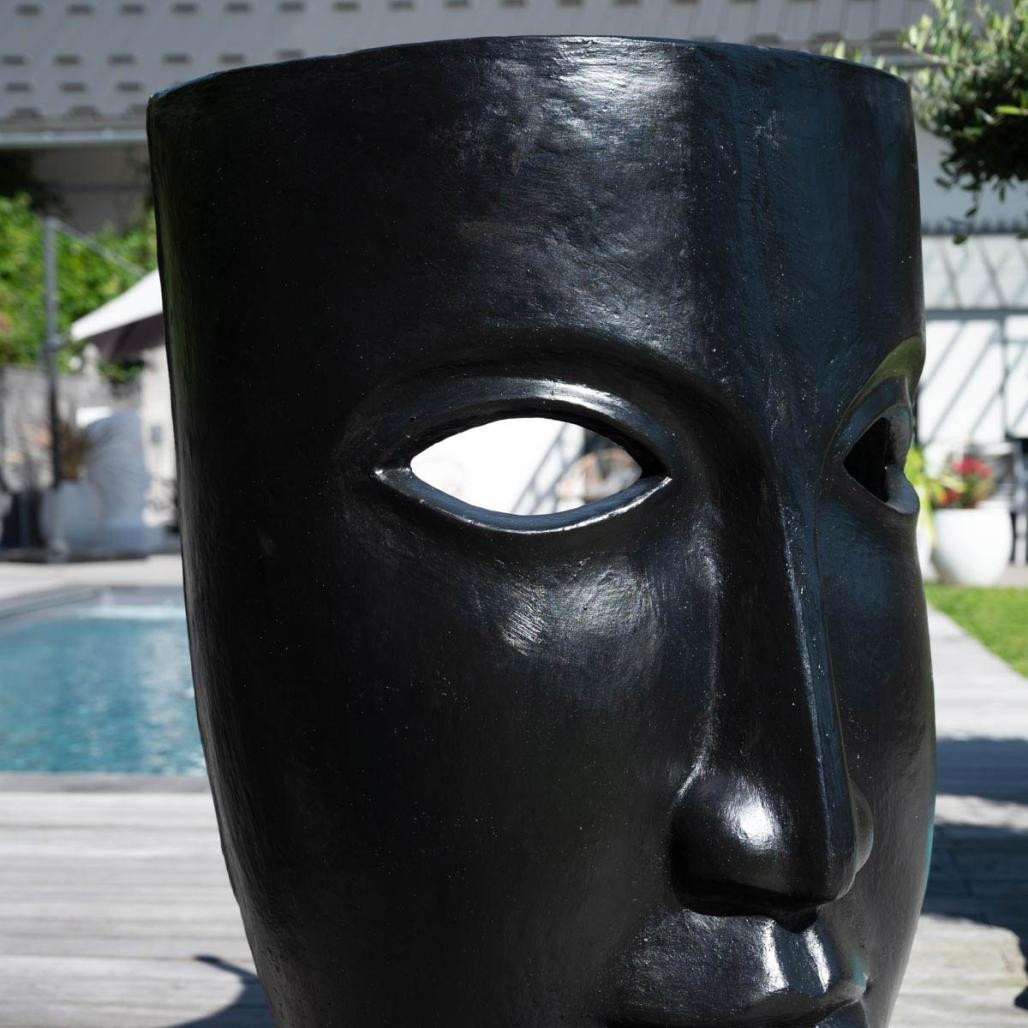 Statue de jardin design visage noir 120cm Statue de jardin design visage noir 120cm