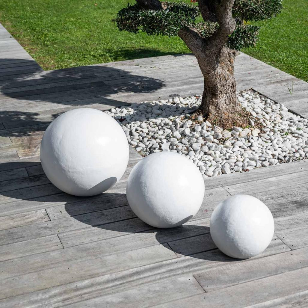 Boules déco design trio blanc Boules déco design trio blanc