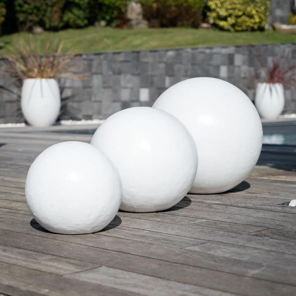 Boules déco design trio blanc Boules déco design trio blanc