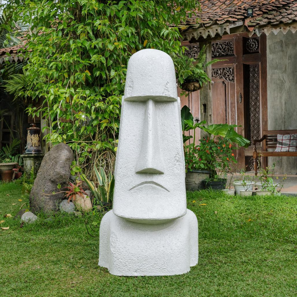 Statue de jardin moai géant de l'île de pâques en fibrociment 2m