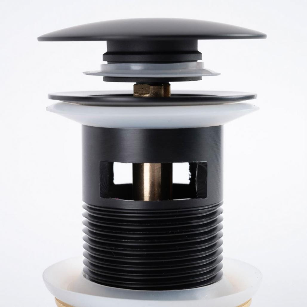 Bonde clic-clac pour lavabo avec trop plein , noir Bonde clic-clac pour lavabo avec trop plein , noir