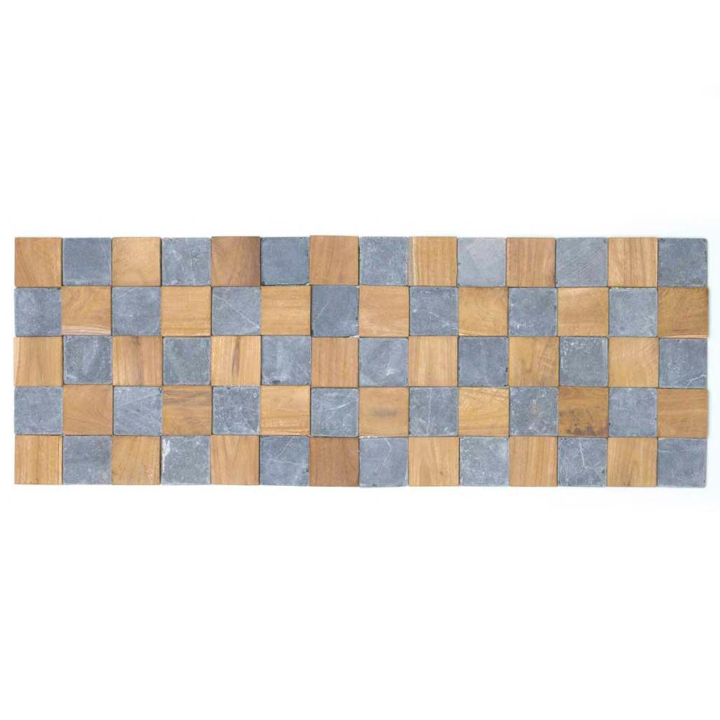 Parement mural carrés pierre et teck gris 55x20 cm Parement mural carrés pierre et teck gris 55x20 cm