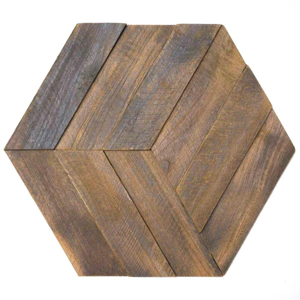 Revêtement en teck recyclé naturel hexagonal plaque 28 x 24 cm