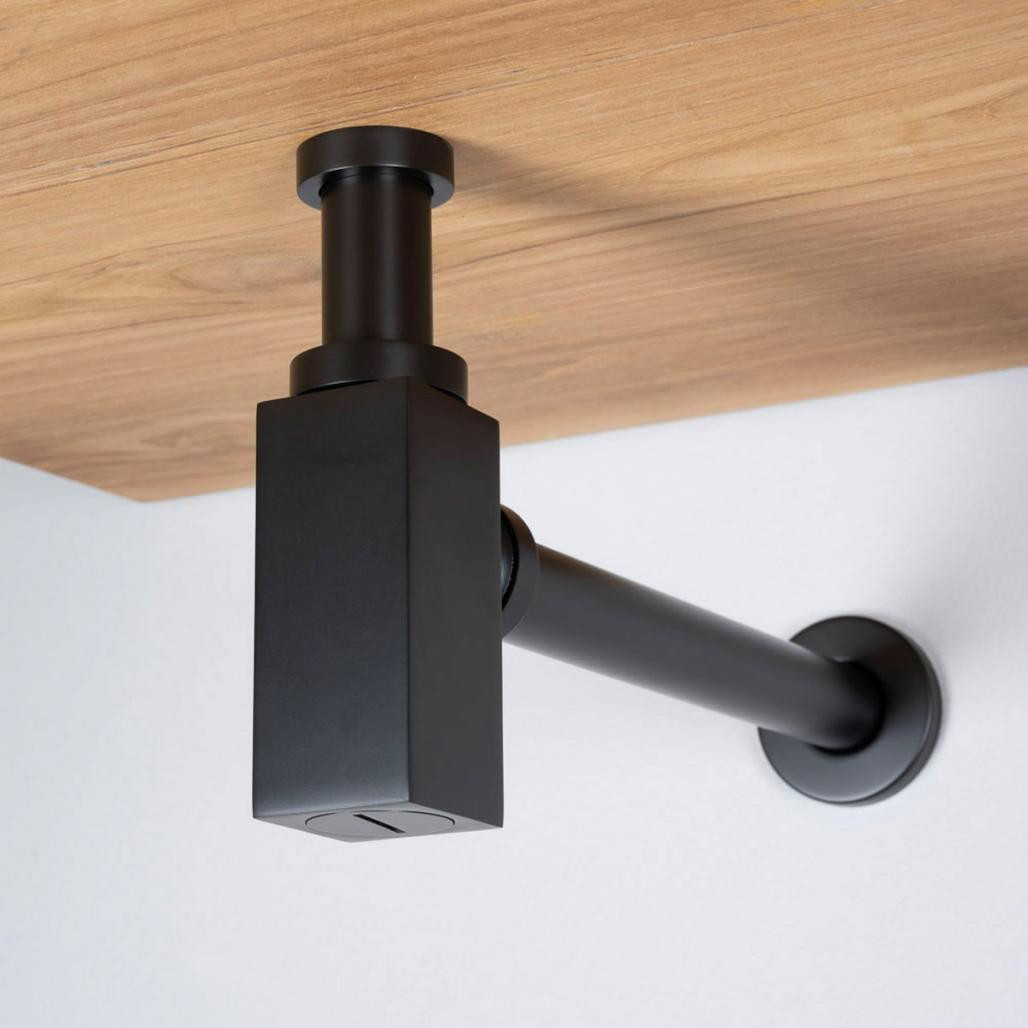 Siphon carré noir mat