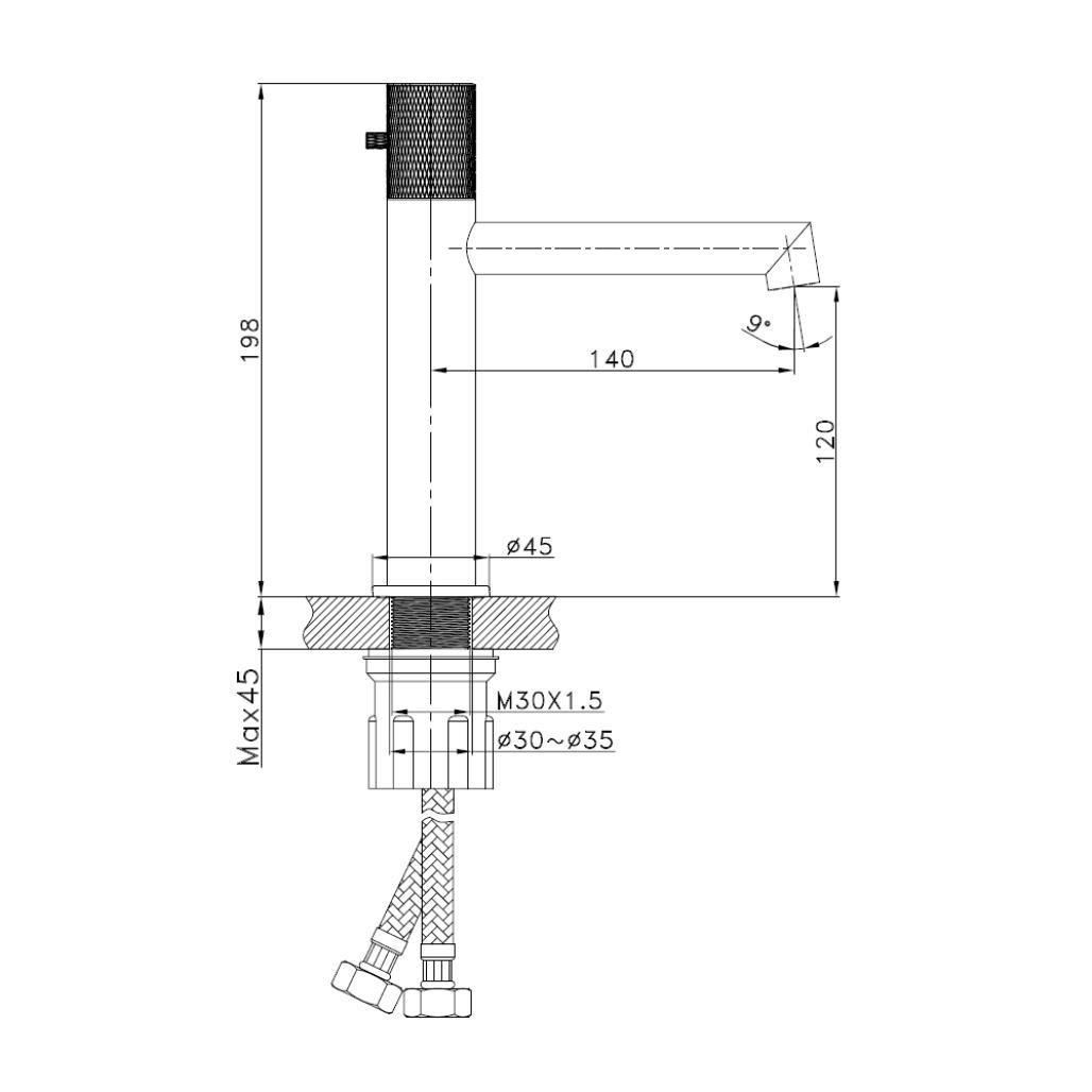 Robinet lavabo mitigeur progressif Irminio gun-métal Robinet lavabo mitigeur progressif Irminio gun-métal