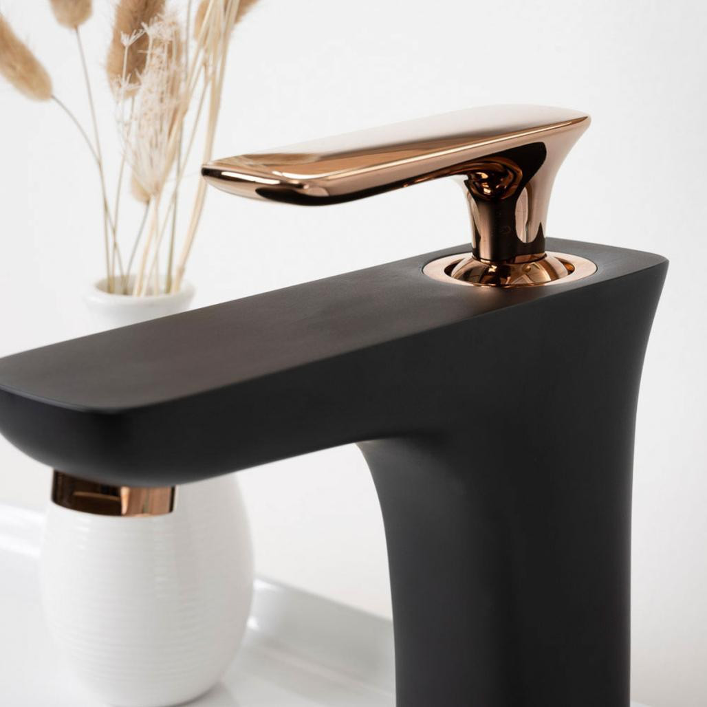 Mitigeur de salle de bain Glomma noir et or rose