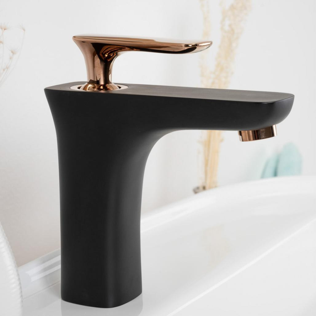 Mitigeur de salle de bain Glomma noir et or rose