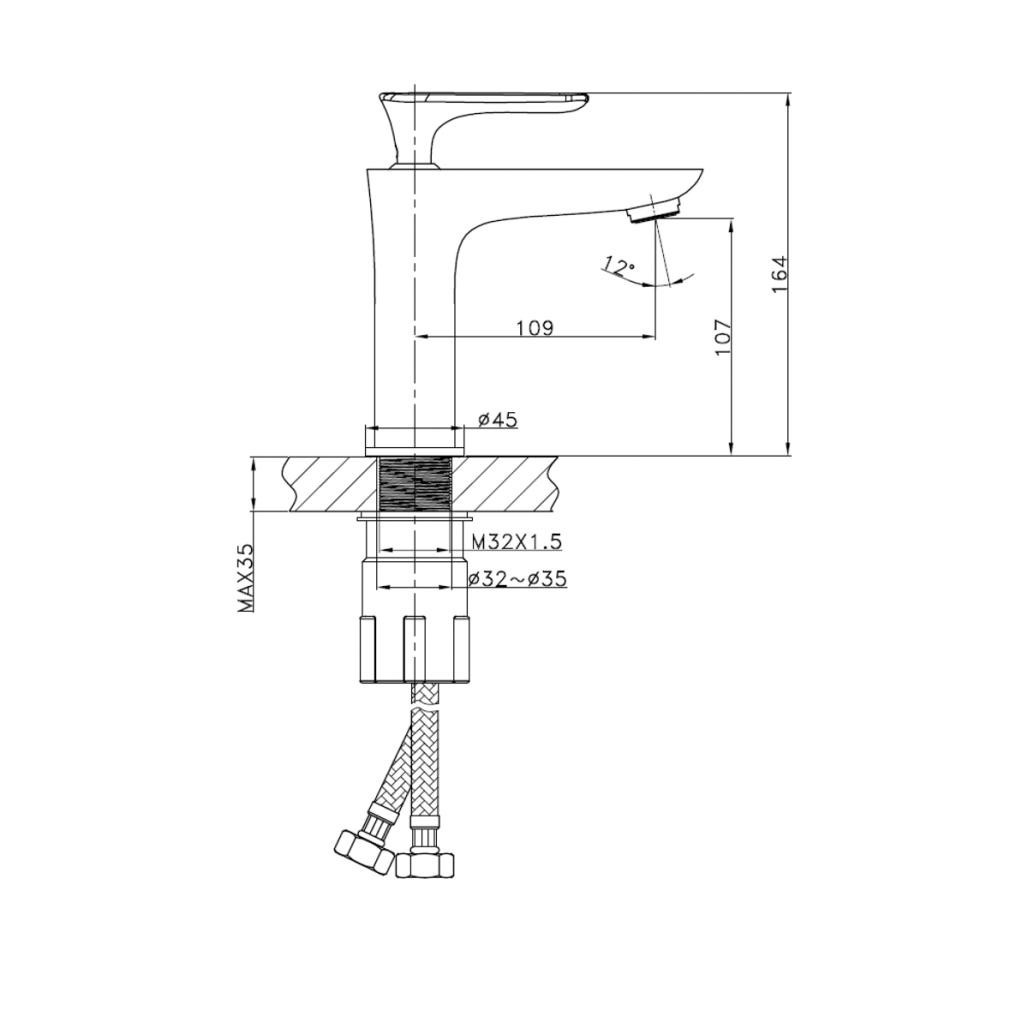 Robinet pour lavabo salle de bain Ems chromé Robinet pour lavabo salle de bain Ems chromé