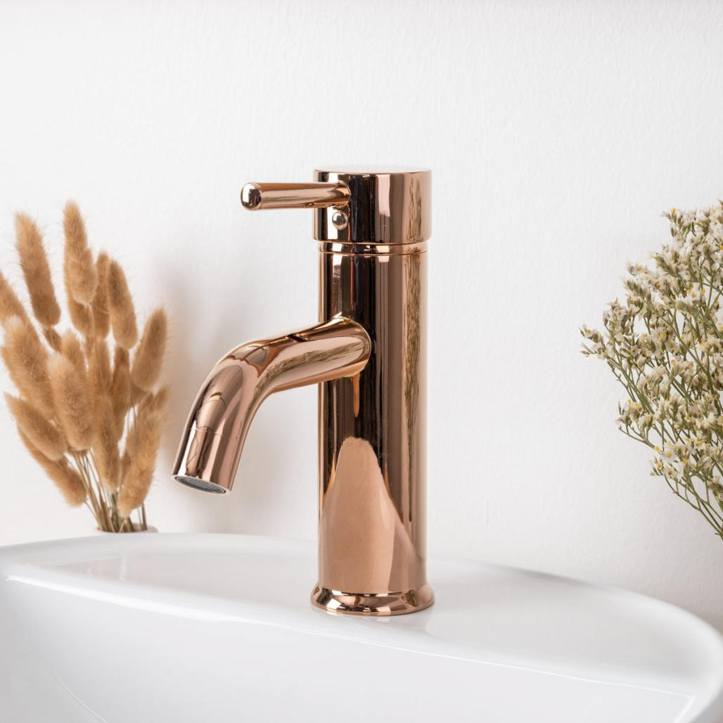 Robinet pour salle de bain moderne narva or rose