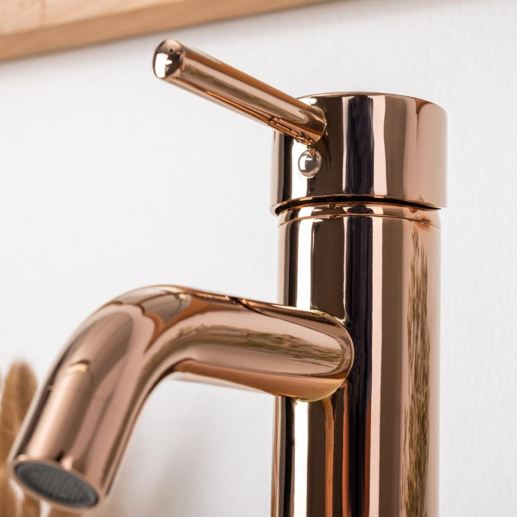 Robinet pour salle de bain moderne narva or rose
